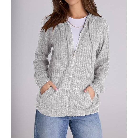 Women’s Oversized Zip Hoodie Lightweight Long Sleeve Fall Casual - Picture 5 of 5